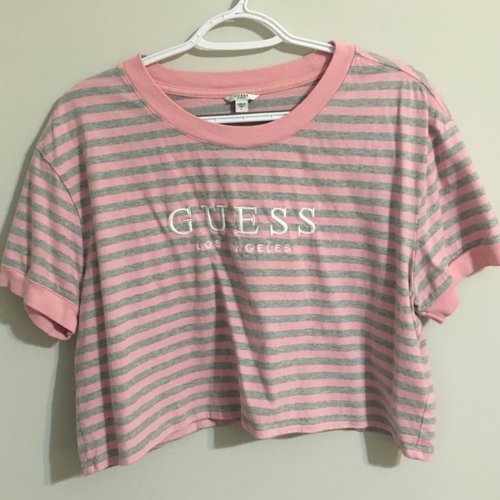 GUESS striped crop tee